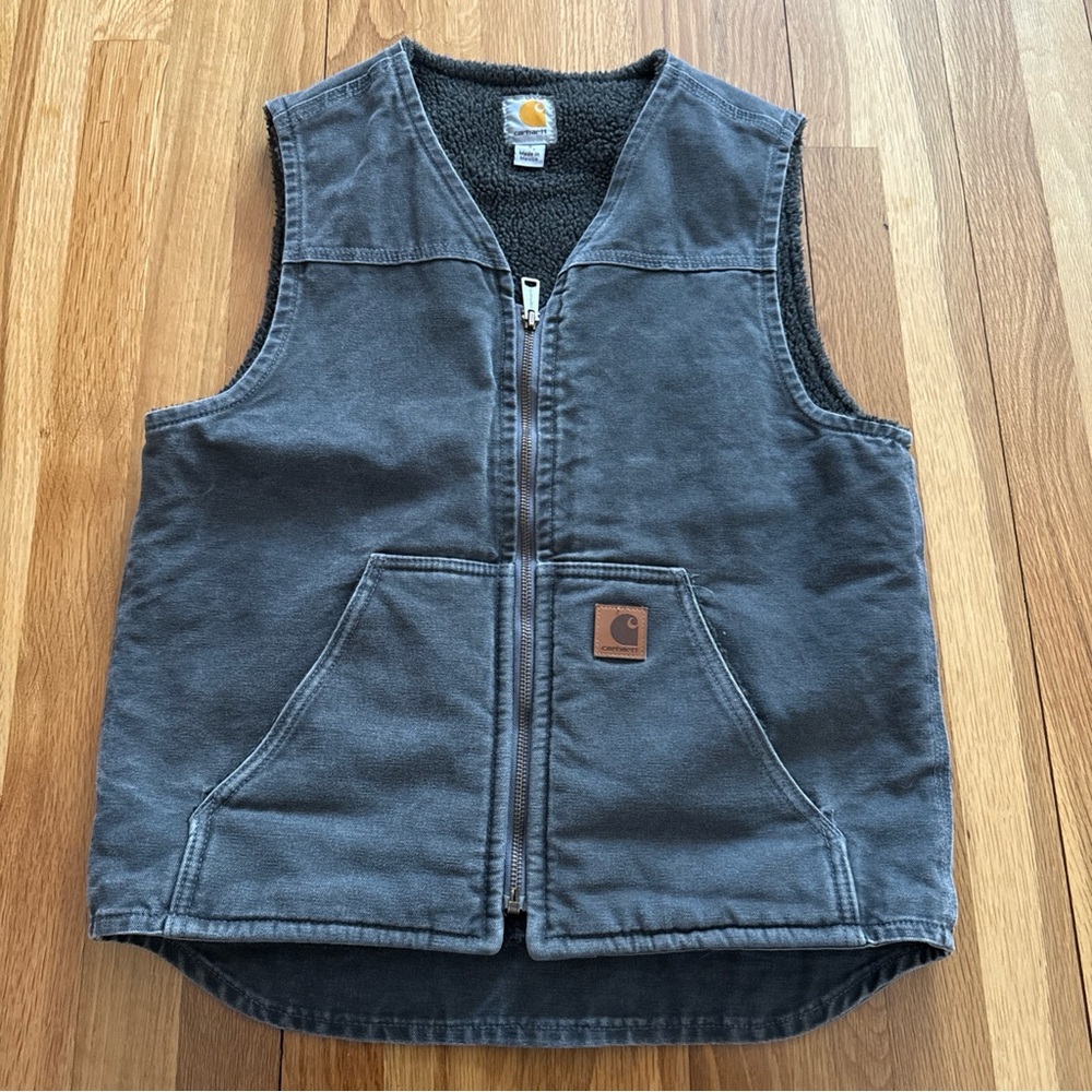 Carhartt Gray Wornwear Fleece Lined Vest